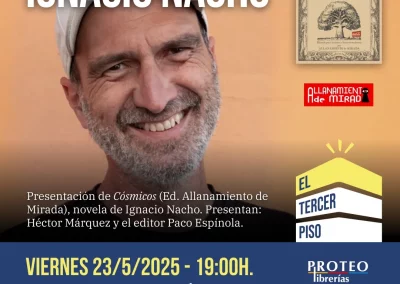 Cartel anunciador del libro Ignacio Nacho: Cósmicos, ubicado en el blog de noticias de la web allanamientodemirada.com